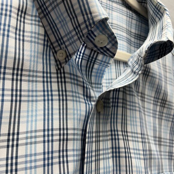 LL Bean Traditional Fit Blue Plaid Long Sleeve Button Down Men Shirt 16 1/2 - 33 - Picture 3 of 11